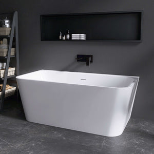 New England Home Goods Shasta 55" Freestanding Tub in White - Stone Resin Solid Surface