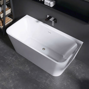 New England Home Goods Shasta 55" Freestanding Tub in White - Stone Resin Solid Surface