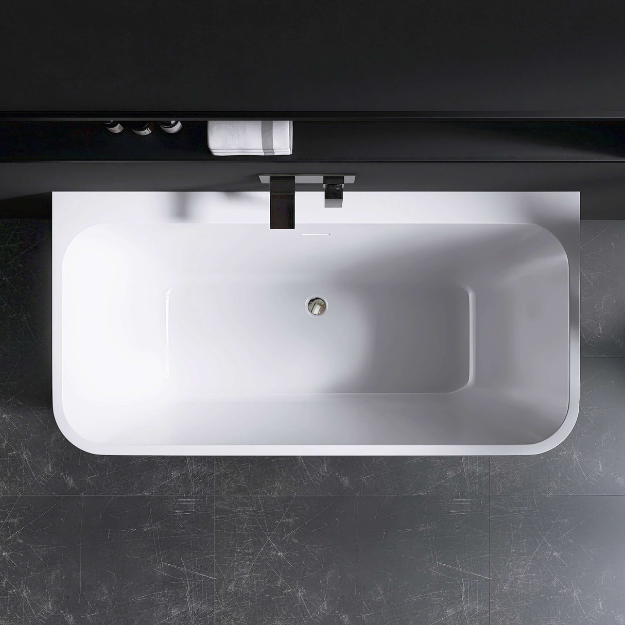 New England Home Goods Shasta 55" Freestanding Tub in White - Stone Resin Solid Surface