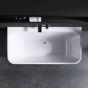 New England Home Goods Shasta 55" Freestanding Tub in White - Stone Resin Solid Surface