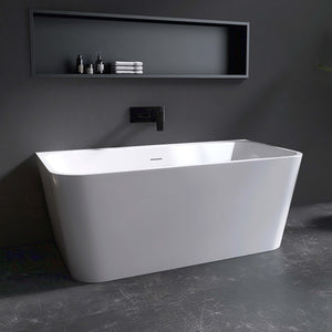 New England Home Goods Shasta 55" Freestanding Tub in White - Stone Resin Solid Surface