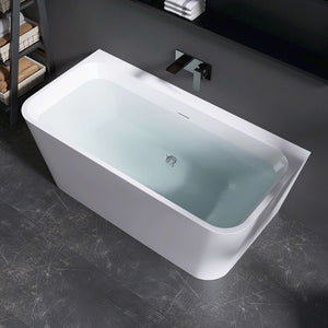 New England Home Goods Shasta 55" Freestanding Tub in White - Stone Resin Solid Surface