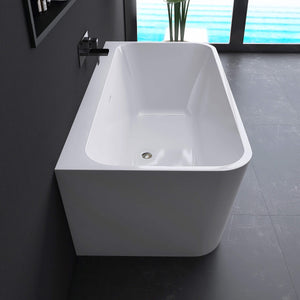New England Home Goods Shasta 55" Freestanding Tub in White - Stone Resin Solid Surface
