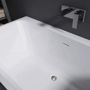 New England Home Goods Shasta 55" Freestanding Tub in White - Stone Resin Solid Surface