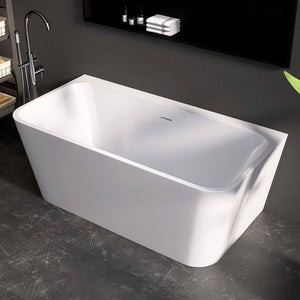 New England Home Goods Railay 59" Freestanding Tub in White - Stone Resin Solid Surface