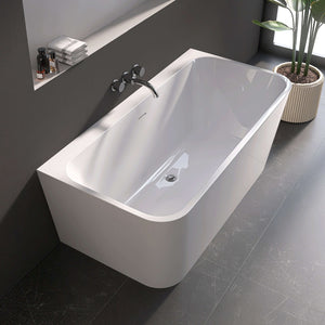 New England Home Goods Railay 59" Freestanding Tub in White - Stone Resin Solid Surface
