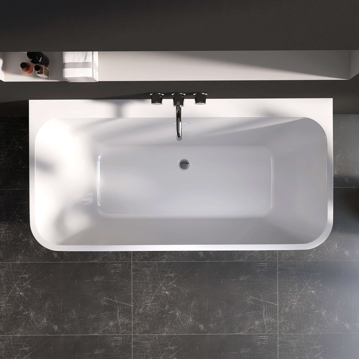 New England Home Goods Railay 59" Freestanding Tub in White - Stone Resin Solid Surface