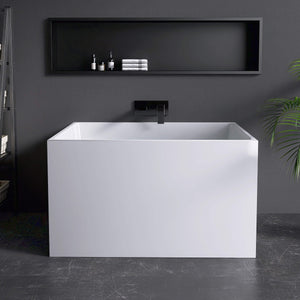 New England Home Goods Varadero 43" Freestanding Tub in White - Stone Resin Solid Surface