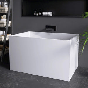 New England Home Goods Varadero 43" Freestanding Tub in White - Stone Resin Solid Surface