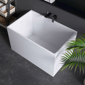 New England Home Goods Varadero 43" Freestanding Tub in White - Stone Resin Solid Surface