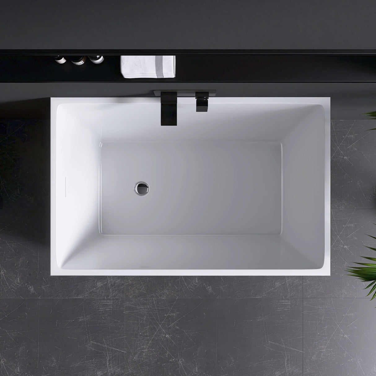 New England Home Goods Varadero 43" Freestanding Tub in White - Stone Resin Solid Surface