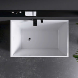 New England Home Goods Varadero 43" Freestanding Tub in White - Stone Resin Solid Surface