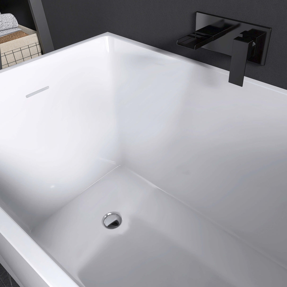 New England Home Goods Varadero 43" Freestanding Tub in White - Stone Resin Solid Surface