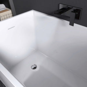 New England Home Goods Varadero 43" Freestanding Tub in White - Stone Resin Solid Surface