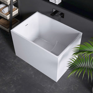 New England Home Goods Elafonissi 39" Freestanding Tub in White - Stone Resin Solid Surface