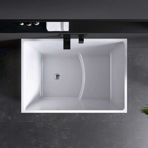 New England Home Goods Elafonissi 39" Freestanding Tub in White - Stone Resin Solid Surface