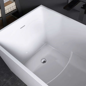 New England Home Goods Elafonissi 39" Freestanding Tub in White - Stone Resin Solid Surface