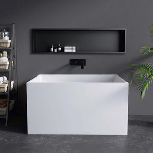 New England Home Goods Mitchell 47" Freestanding Tub in White - Stone Resin Solid Surface