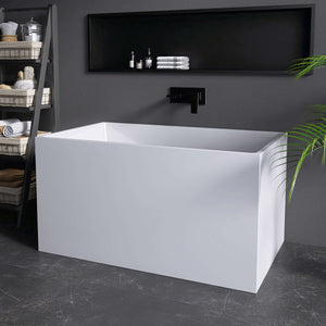 New England Home Goods Mitchell 47" Freestanding Tub in White - Stone Resin Solid Surface