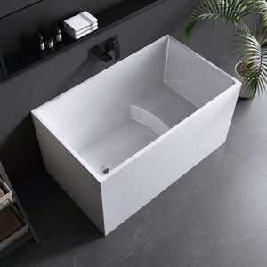 New England Home Goods Mitchell 47" Freestanding Tub in White - Stone Resin Solid Surface