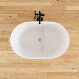 New England Home Goods 43" White Freestanding Tub Acrylic Bathtub with Bench