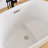 New England Home Goods 43" White Freestanding Tub Acrylic Bathtub with Bench