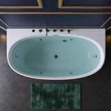 New England Home Goods 67" Spa-Style Freestanding Acrylic Massage Bathtub with 6 Jets & LED