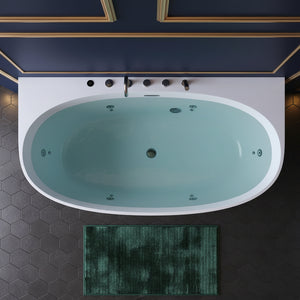 New England Home Goods Toubkal 67" Freestanding Tub in White - Stone Resin Solid Surface