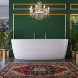 New England Home Goods 67" Spa-Style Freestanding Acrylic Massage Bathtub with 6 Jets & LED
