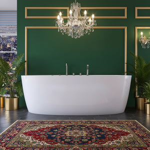 New England Home Goods Toubkal 67" Freestanding Tub in White - Stone Resin Solid Surface