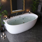 New England Home Goods 67" Spa-Style Freestanding Acrylic Massage Bathtub with 6 Jets & LED