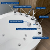 New England Home Goods 51" Modern Freestanding Whirlpool Tub with Hydrotherapy Jets & Pillow
