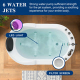 New England Home Goods 51" Modern Freestanding Whirlpool Tub with Hydrotherapy Jets & Pillow