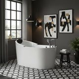 New England Home Goods 51" Modern Freestanding Whirlpool Tub with Hydrotherapy Jets & Pillow