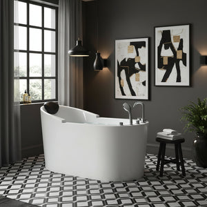 New England Home Goods Kenya 51" Freestanding Tub in White - Stone Resin Solid Surface