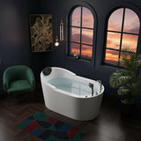 New England Home Goods 51" Modern Freestanding Whirlpool Tub with Hydrotherapy Jets & Pillow