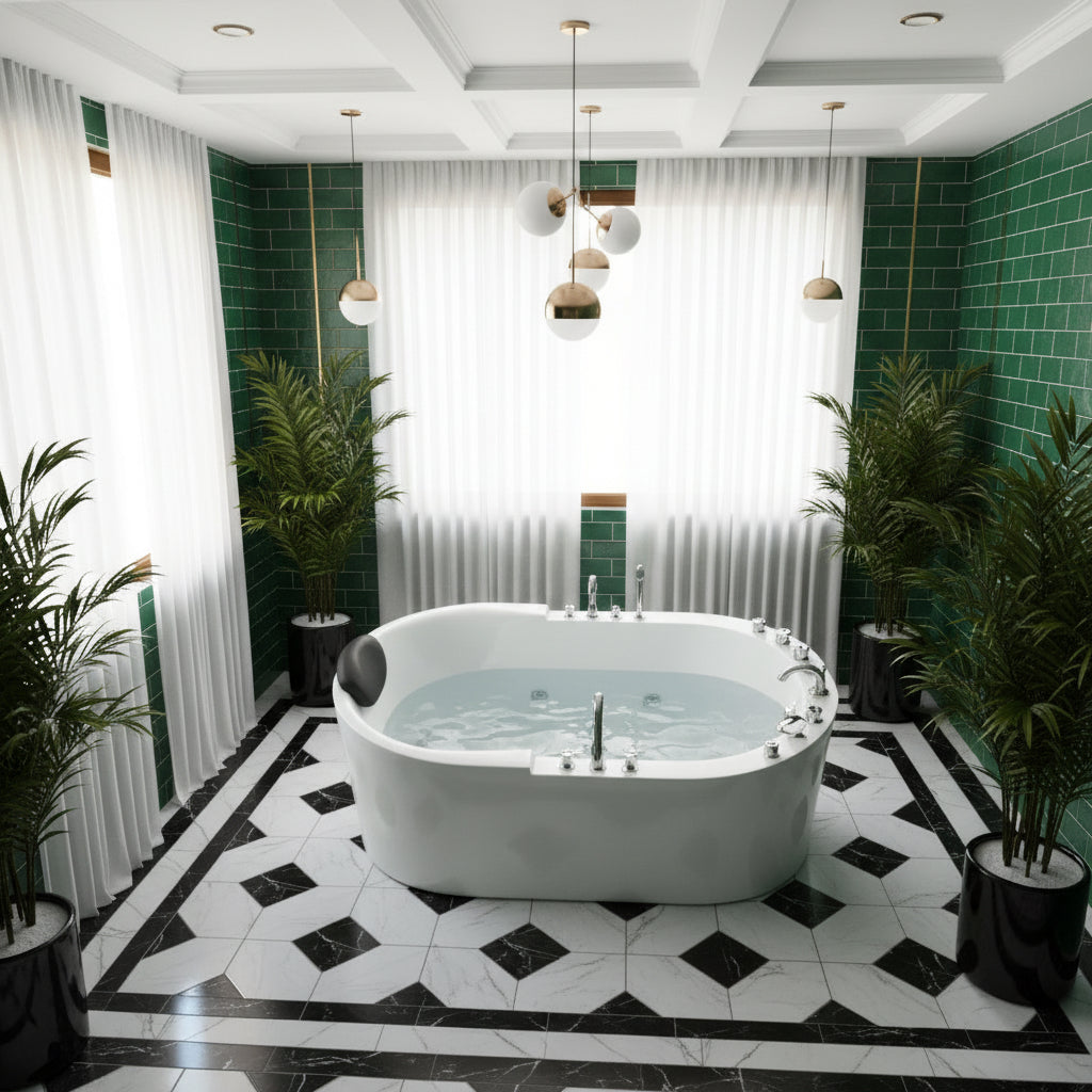 New England Home Goods Kenya 51" Freestanding Tub in White - Stone Resin Solid Surface