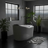 New England Home Goods 51" Modern Freestanding Whirlpool Tub with Hydrotherapy Jets & Pillow