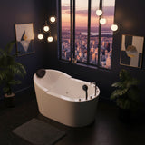 New England Home Goods 51" Modern Freestanding Whirlpool Tub with Hydrotherapy Jets & Pillow