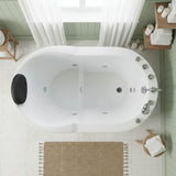 New England Home Goods 51" Modern Freestanding Whirlpool Tub with Hydrotherapy Jets & Pillow