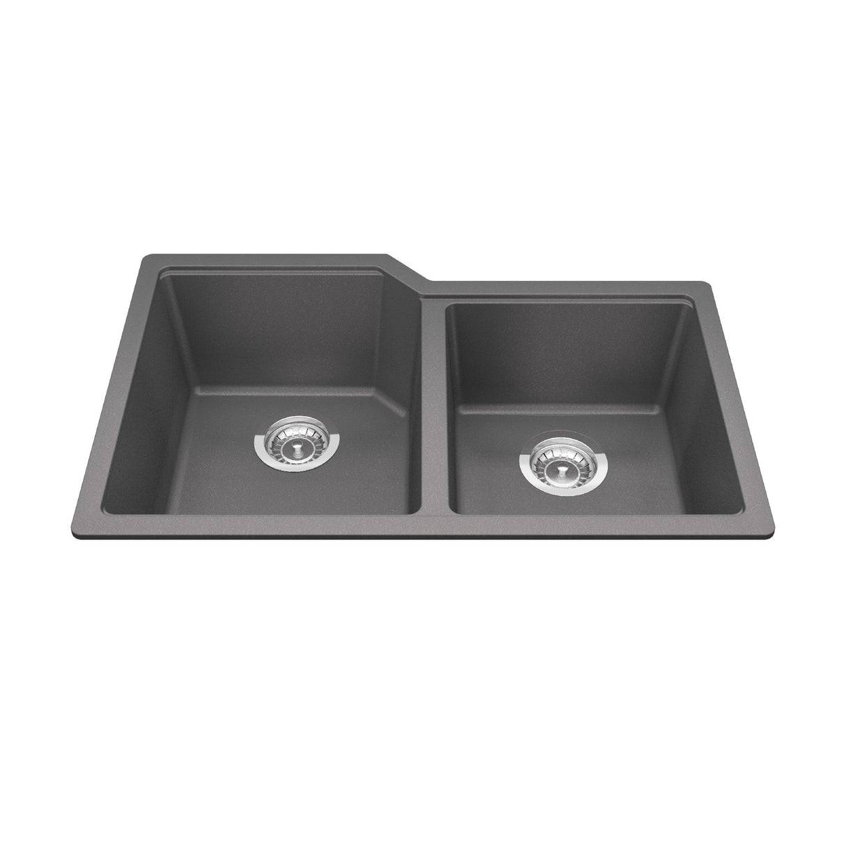 KINDRED MGC2031U-9SGN Granite Series 30.69-in LR x 19.69-in FB Undermount Double Bowl Granite Kitchen Sink in Stone Grey In Stone Grey