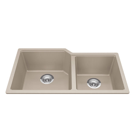 KINDRED MGC2034U-9CHAN Granite Series 33.88-in LR x 19.69-in FB Undermount Double Bowl Granite Kitchen Sink in Champagne In Champagne