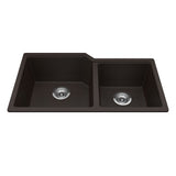 KINDRED MGC2034U-9ESN Granite Series 33.88-in LR x 19.69-in FB Undermount Double Bowl Granite Kitchen Sink in Mocha In Mocha