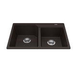 KINDRED MGCM2031-9ESN Granite Series 30.69-in LR x 19.69-in FB x 8.63-in DP Drop In Double Bowl Granite Kitchen Sink In Mocha