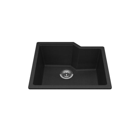 KINDRED MGS2022U-9ONN Granite Series 22.06-in LR x 19.69-in FB Undermount Single Bowl Granite Kitchen Sink in Onyx In Onyx
