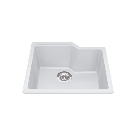 KINDRED MGS2022U-9PWTN Granite Series 22.06-in LR x 19.69-in FB Undermount Single Bowl Granite Kitchen Sink in Polar White In Polar White