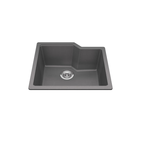 KINDRED MGS2022U-9SGN Granite Series 22.06-in LR x 19.69-in FB Undermount Single Bowl Granite Kitchen Sink in Stone Grey In Stone Grey