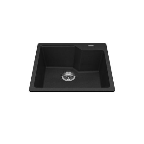 KINDRED MGSM2022-9ONN Granite Series 22.06-in LR x 19.69-in FB x 9.06-in DP Drop In Single Bowl Granite Kitchen Sink In Onyx