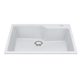 KINDRED MGSM2031-9PWTN Granite Series 30.7-in LR x 19.69-in FB x 9.06-in DP Drop In Single Bowl Granite Kitchen Sink In Polar White