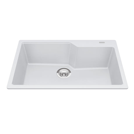 KINDRED MGSM2031-9PWTN Granite Series 30.7-in LR x 19.69-in FB x 9.06-in DP Drop In Single Bowl Granite Kitchen Sink In Polar White